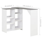 Barbord Med Flyttbar Hylle Hvit 138X39X110 Cm