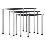 Stablebord 3 Stk Svart Herdet Glass