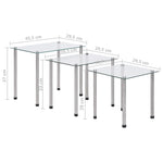 Stablebord 3 Stk Gjennomsiktig Herdet Glass