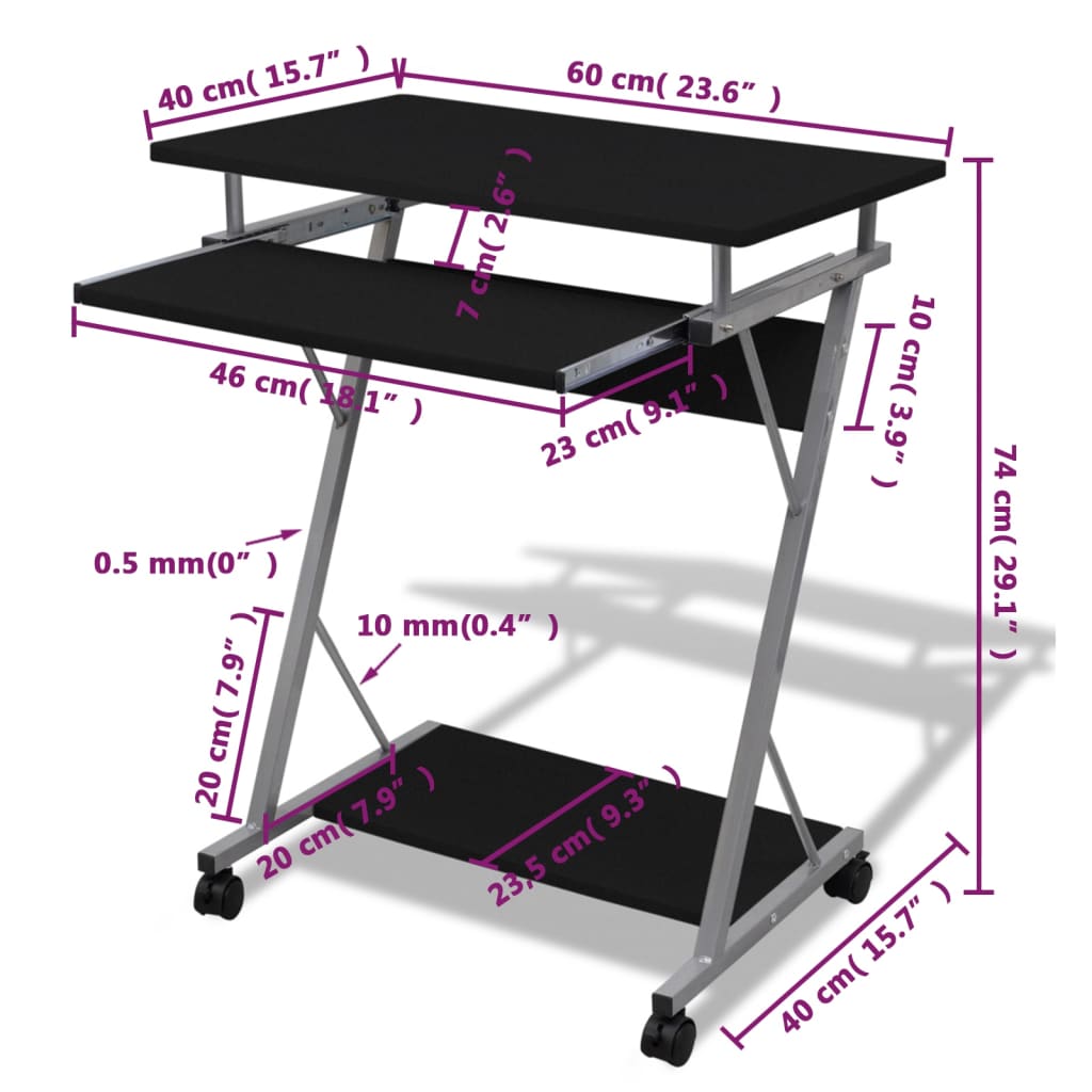 Datamaskin Skrivebord Svart Finish