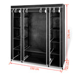 Garderobeskap Med Hyller Og Stenger 45X150X176 Cm Svart Stoff