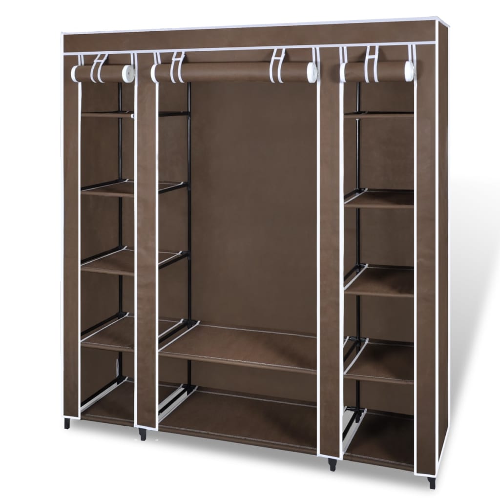 Garderobeskap Med Rom Og Stenger 45X150X176 Cm Brun Stoff