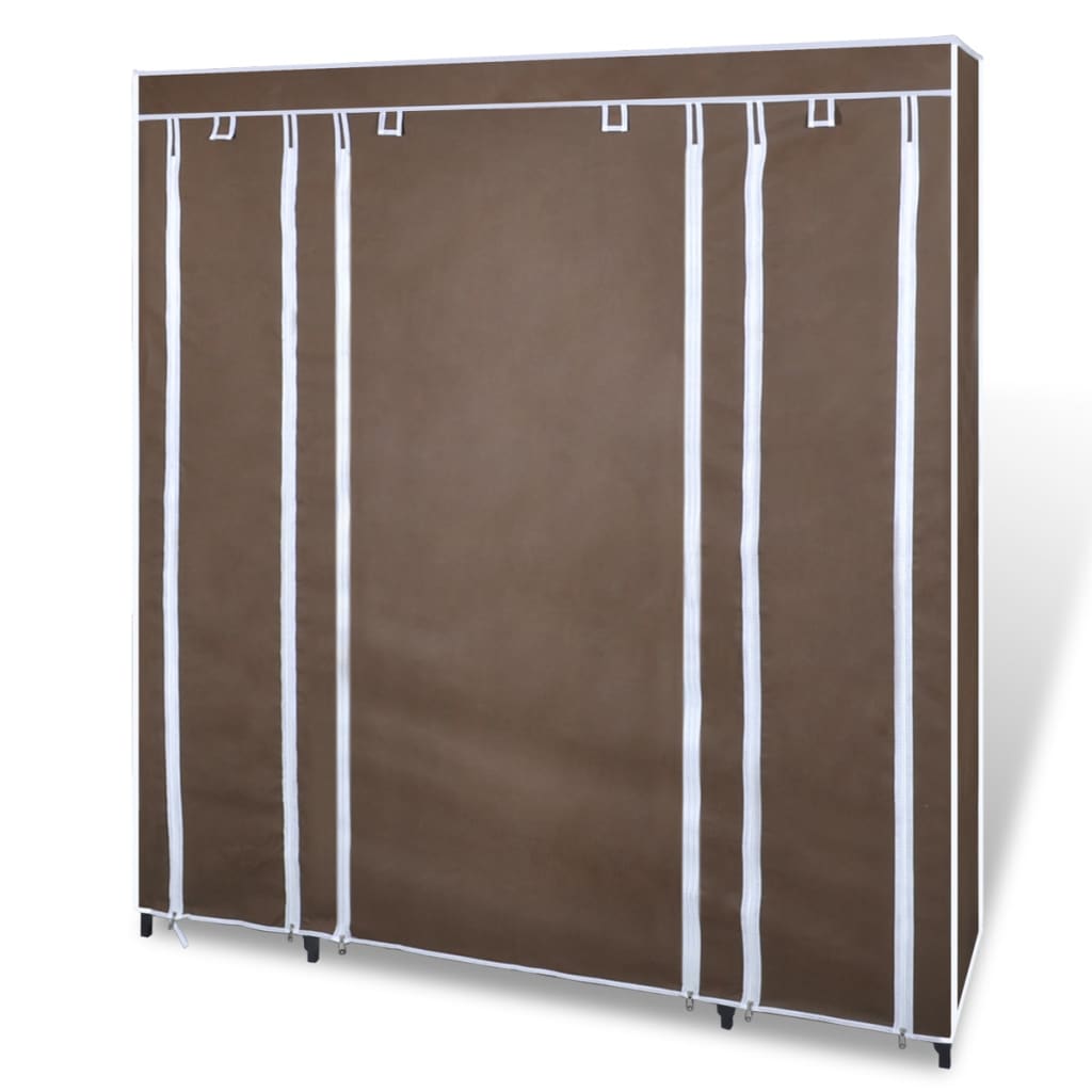 Garderobeskap Med Rom Og Stenger 45X150X176 Cm Brun Stoff