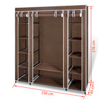 Garderobeskap Med Rom Og Stenger 45X150X176 Cm Brun Stoff