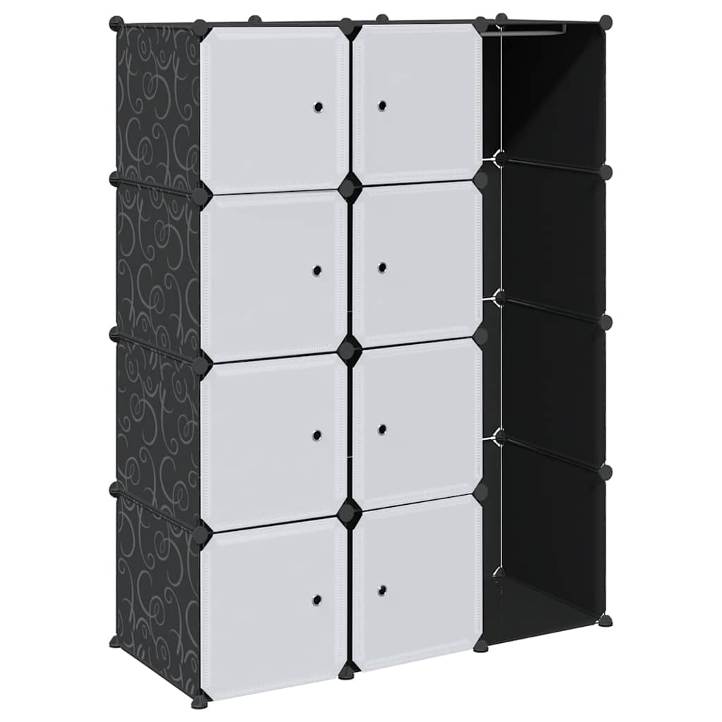 Modulskap Med 9 Rom 109X36,5X143 Cm Svart Og Hvit