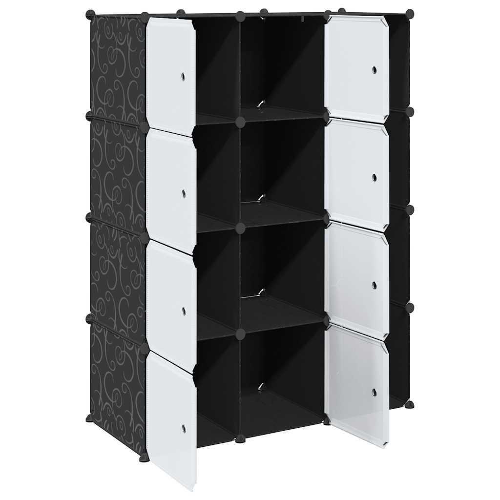 Modulskap Med 9 Rom 109X36,5X143 Cm Svart Og Hvit