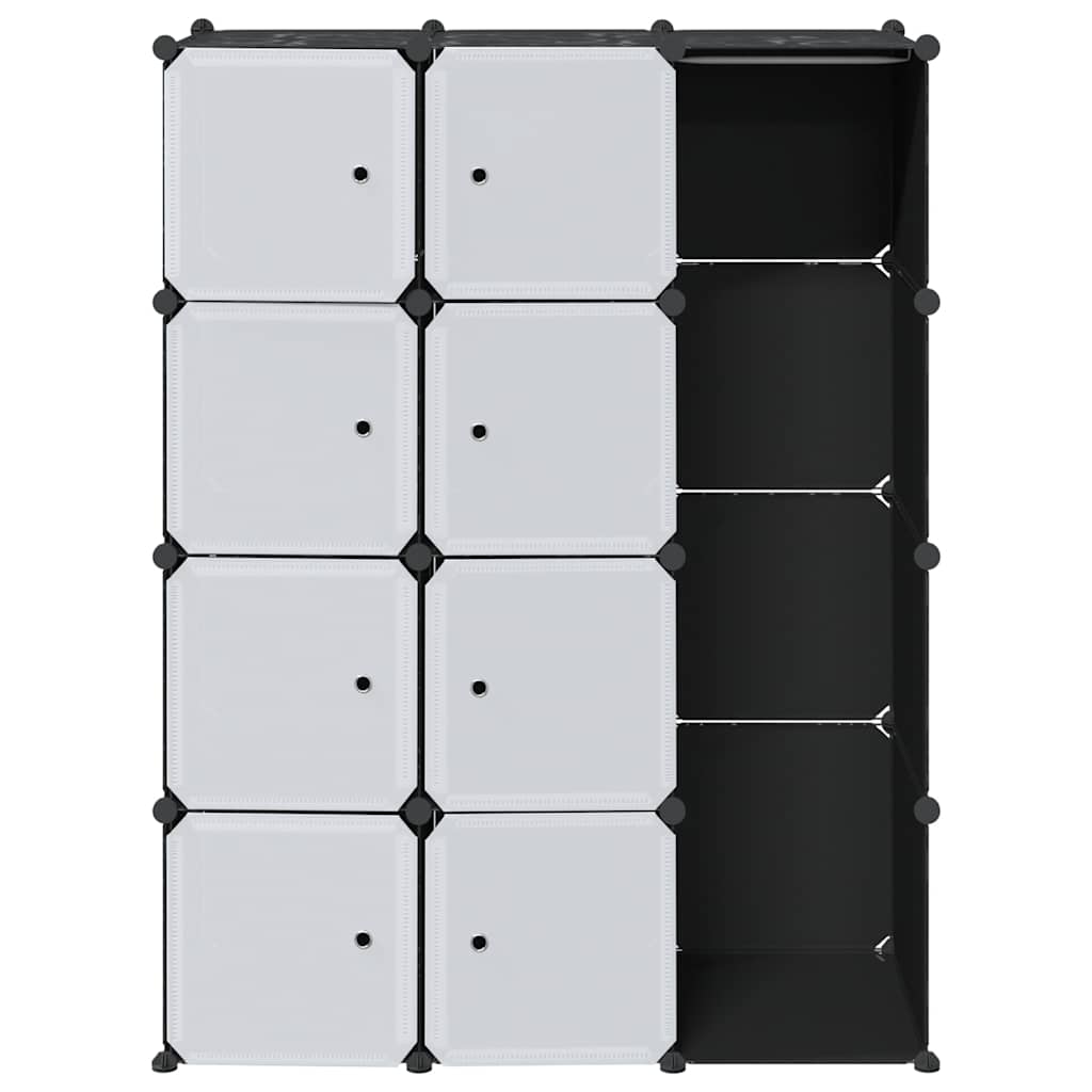 Modulskap Med 9 Rom 109X36,5X143 Cm Svart Og Hvit