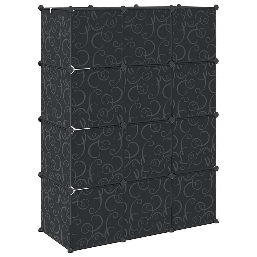 Modulskap Med 9 Rom 109X36,5X143 Cm Svart Og Hvit