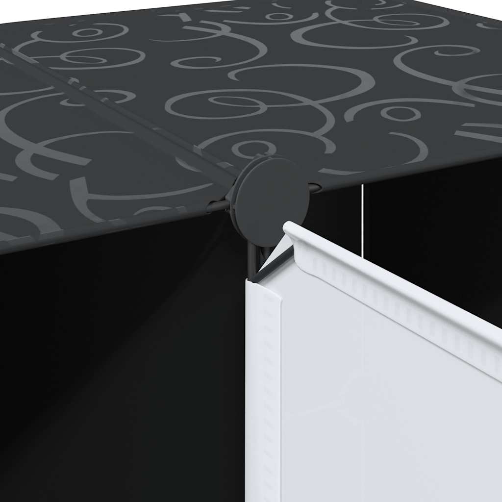 Modulskap Med 9 Rom 109X36,5X143 Cm Svart Og Hvit