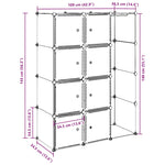 Modulskap Med 9 Rom 109X36,5X143 Cm Svart Og Hvit
