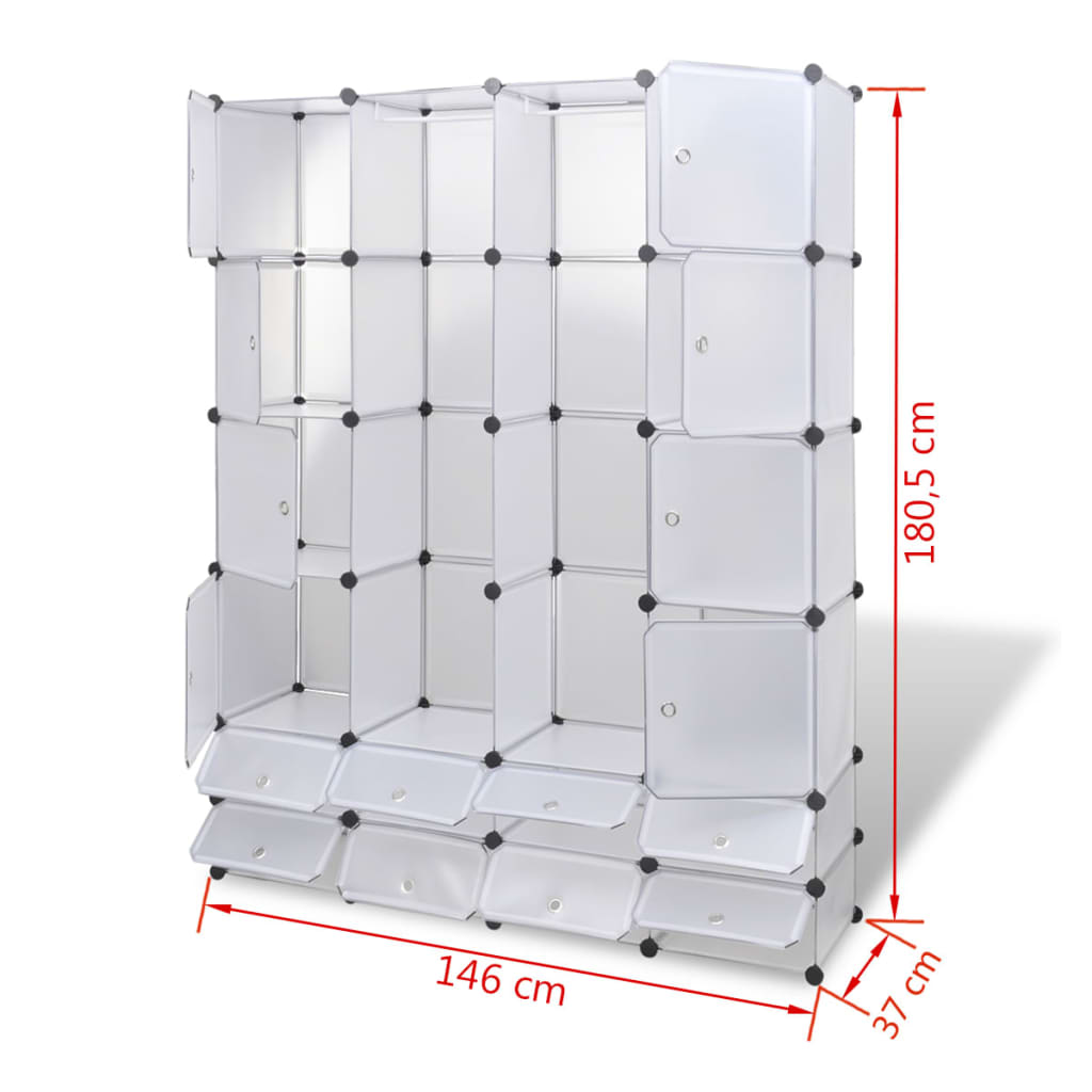 Modulært Skap 18 Deler Hvit 37X146X180,5 Cm