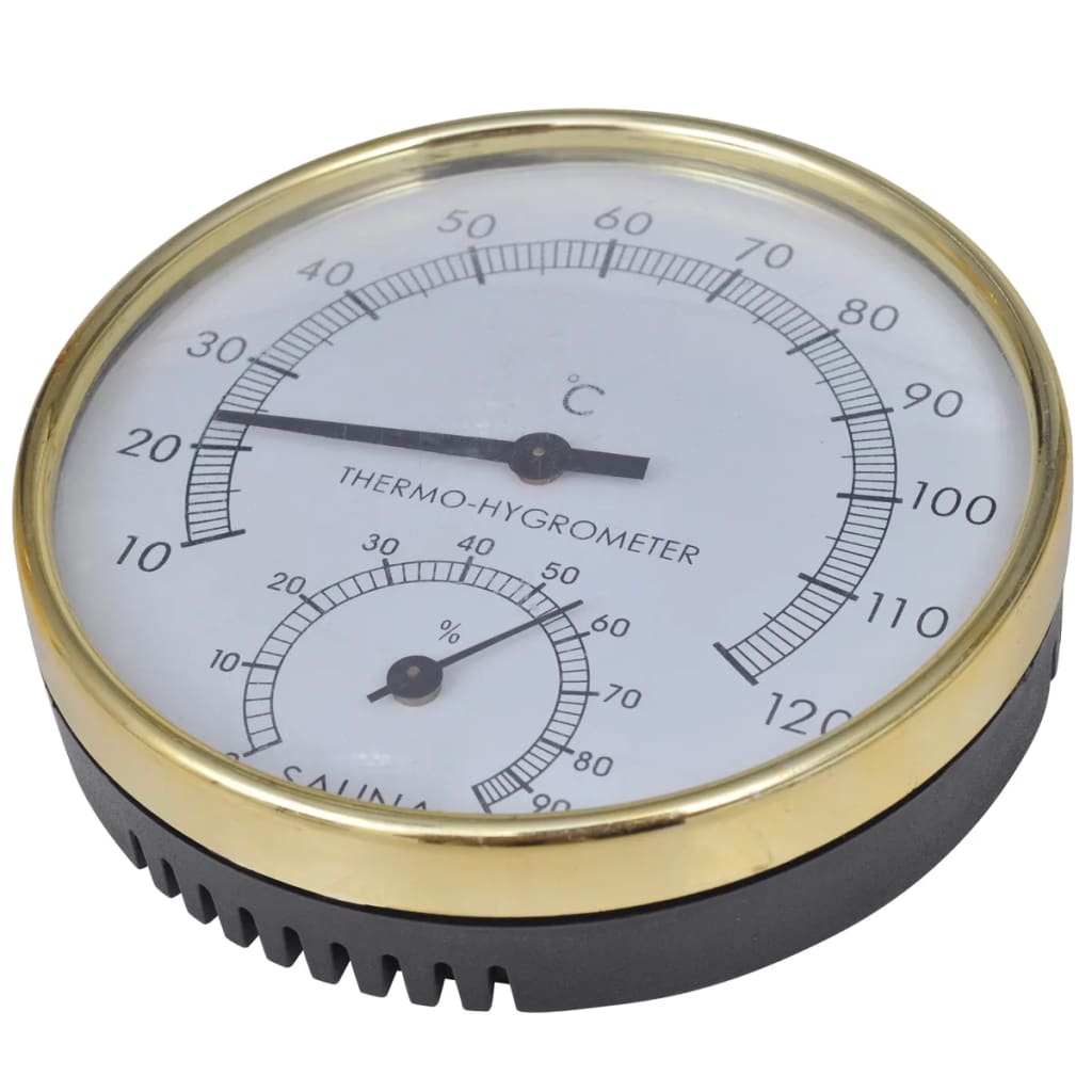 5-Delers Badstuetilbehør Bøtte Skje Timeglass Termo-Hygrometer