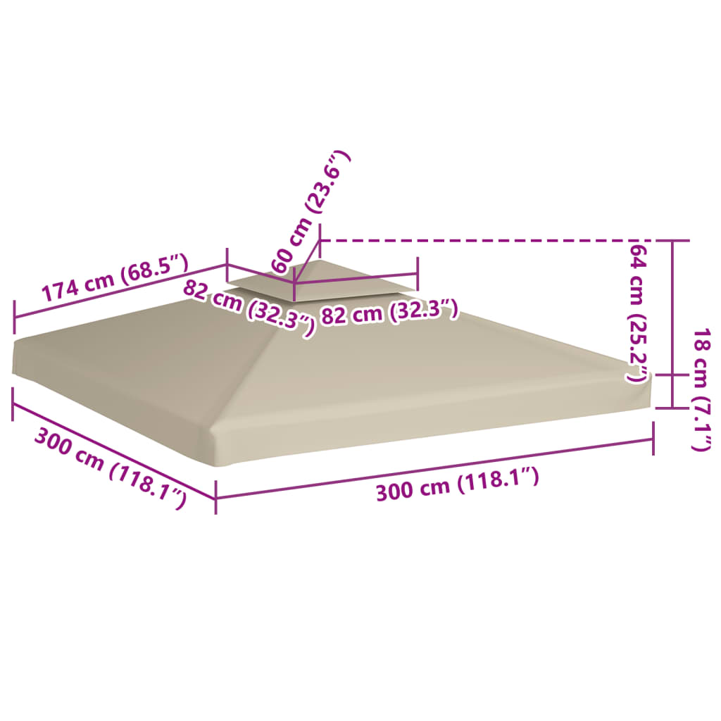 Erstatningstrekk For Paviljong 310 G/M² Beige 3 X 3 M