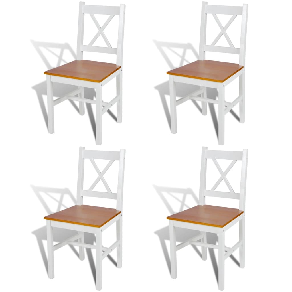 Spisestoler 4 Stk Hvit Furu