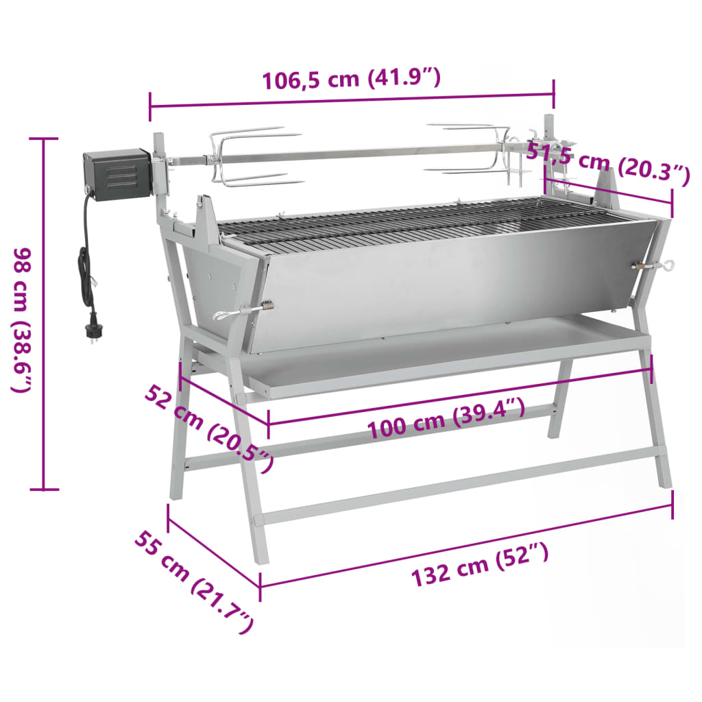 Grill Med Grillspyd Jern Og Rustfritt Stål