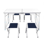 Sammenleggbart Campingbord Med 4 Krakker Aluminium 120X60 Cm