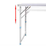 Sammenleggbart Campingbordsett Med 6 Krakker Høydejusterbar 180X60 Cm