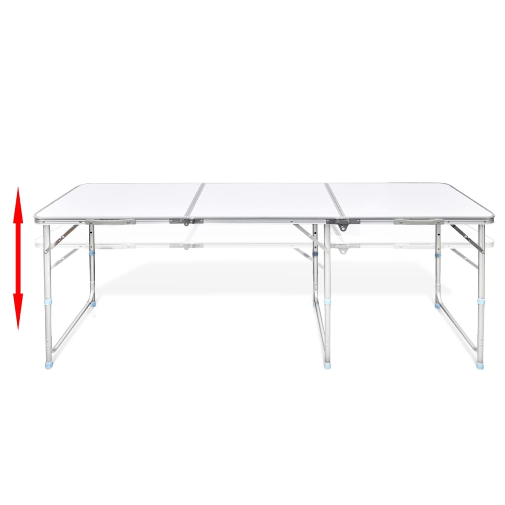 Sammenleggbart Campingbordsett Med 6 Krakker Høydejusterbar 180X60 Cm