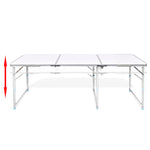 Sammenleggbart Campingbordsett Med 6 Krakker Høydejusterbar 180X60 Cm