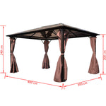 Paviljong Med Gardin Brun Aluminium 400 X 300 Cm