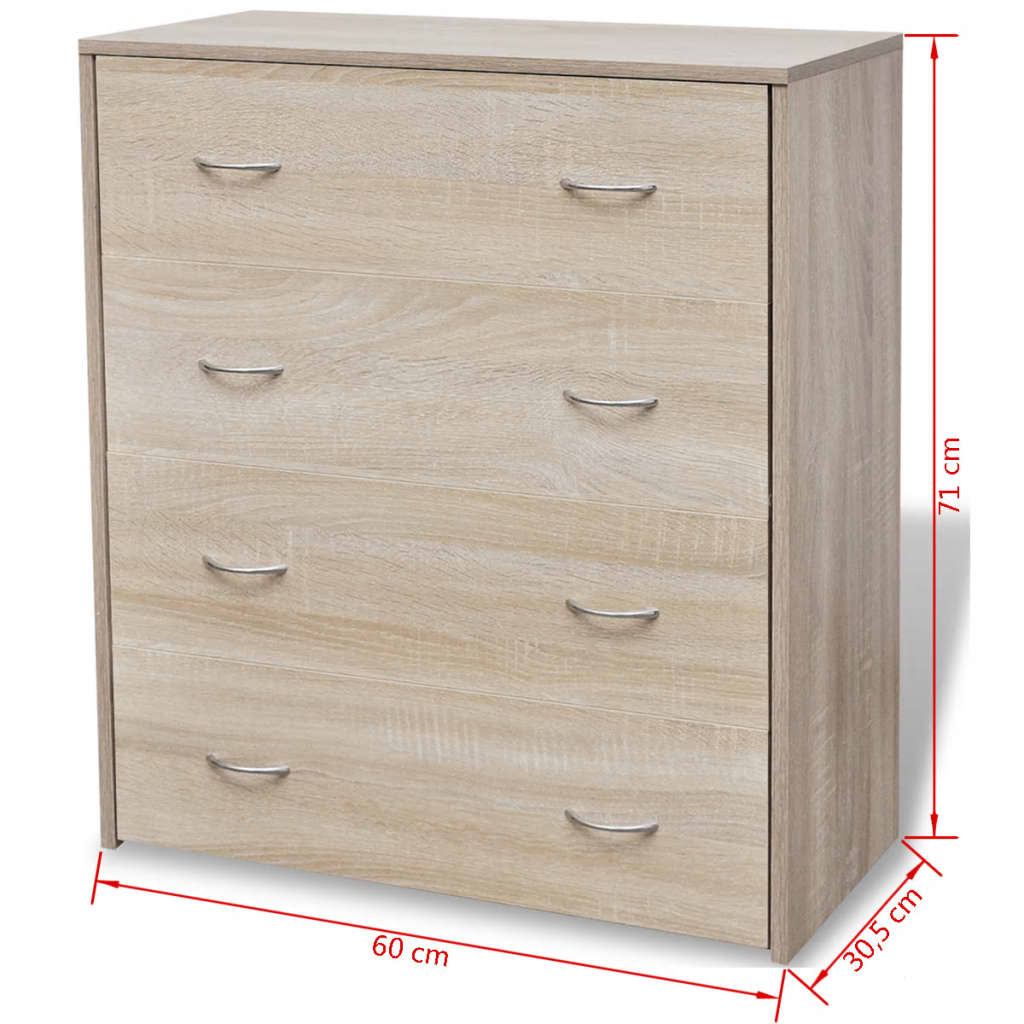 Skjenk Med 4 Skuffer 60 X 30,5 X 71 Cm Eik