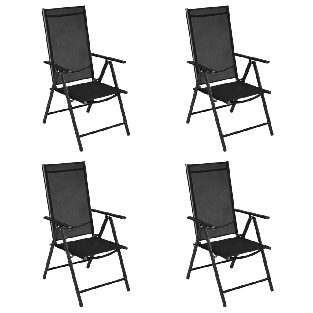 Sammenleggbare Hagestoler 4 Stk Aluminium Og Textilene Svart