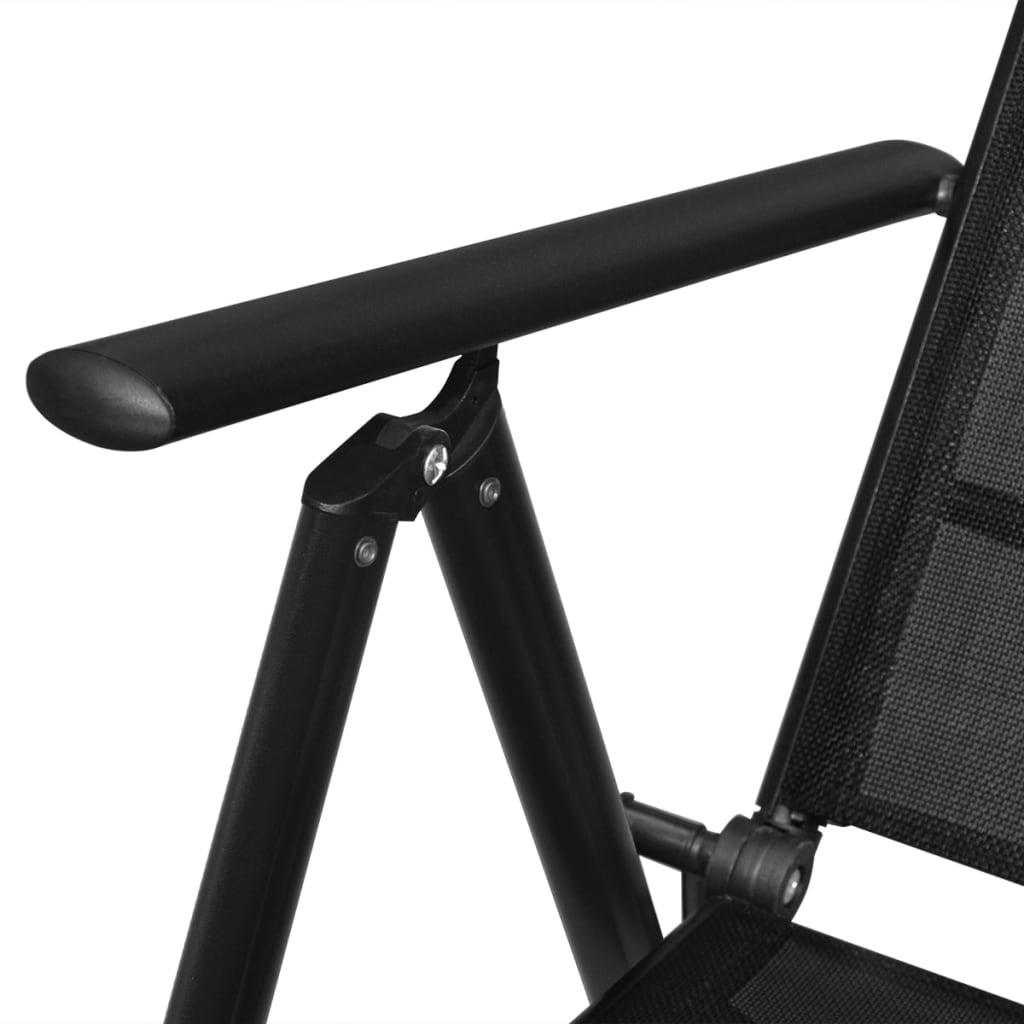 Sammenleggbare Hagestoler 4 Stk Aluminium Og Textilene Svart