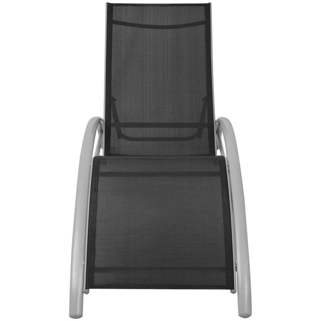 Solsenger Med Parasoll Aluminium Svart