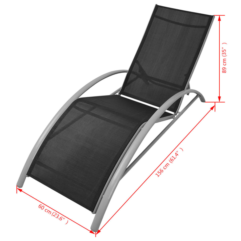 Solsenger Med Parasoll Aluminium Svart