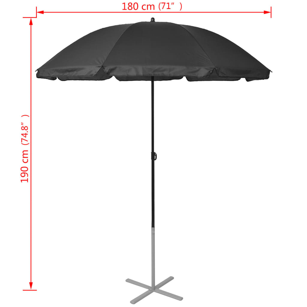 Solsenger Med Parasoll Aluminium Svart