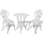 Bistrosett 3 Deler Støpt Aluminium Hvit