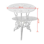 Bistrosett 3 Deler Støpt Aluminium Hvit