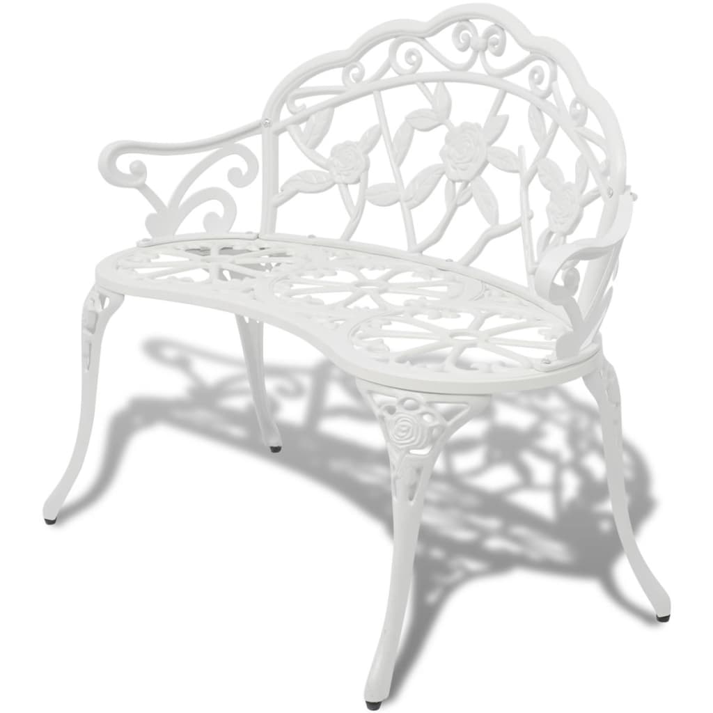 Hagebenk 100 Cm Støpt Aluminium Hvit