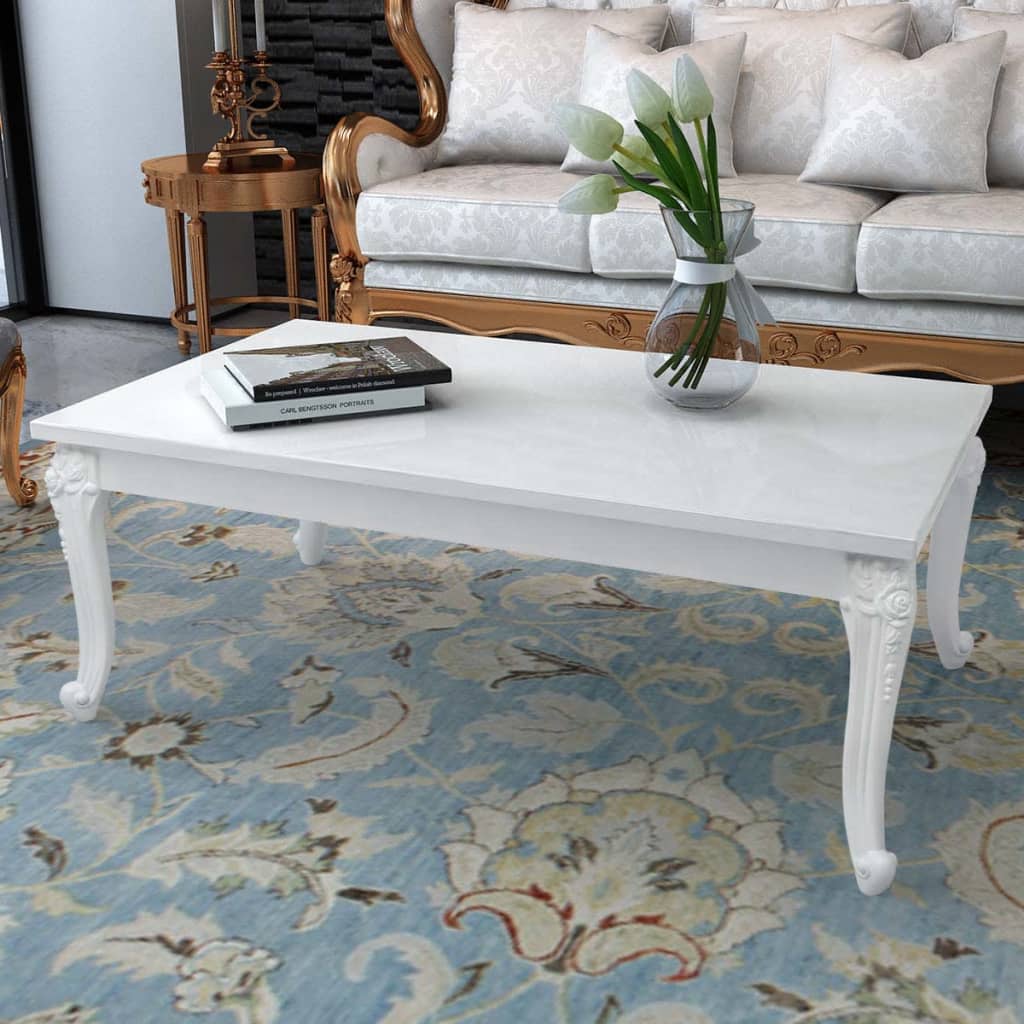 Salongbord 115X65X42 Cm Høyglans Hvit