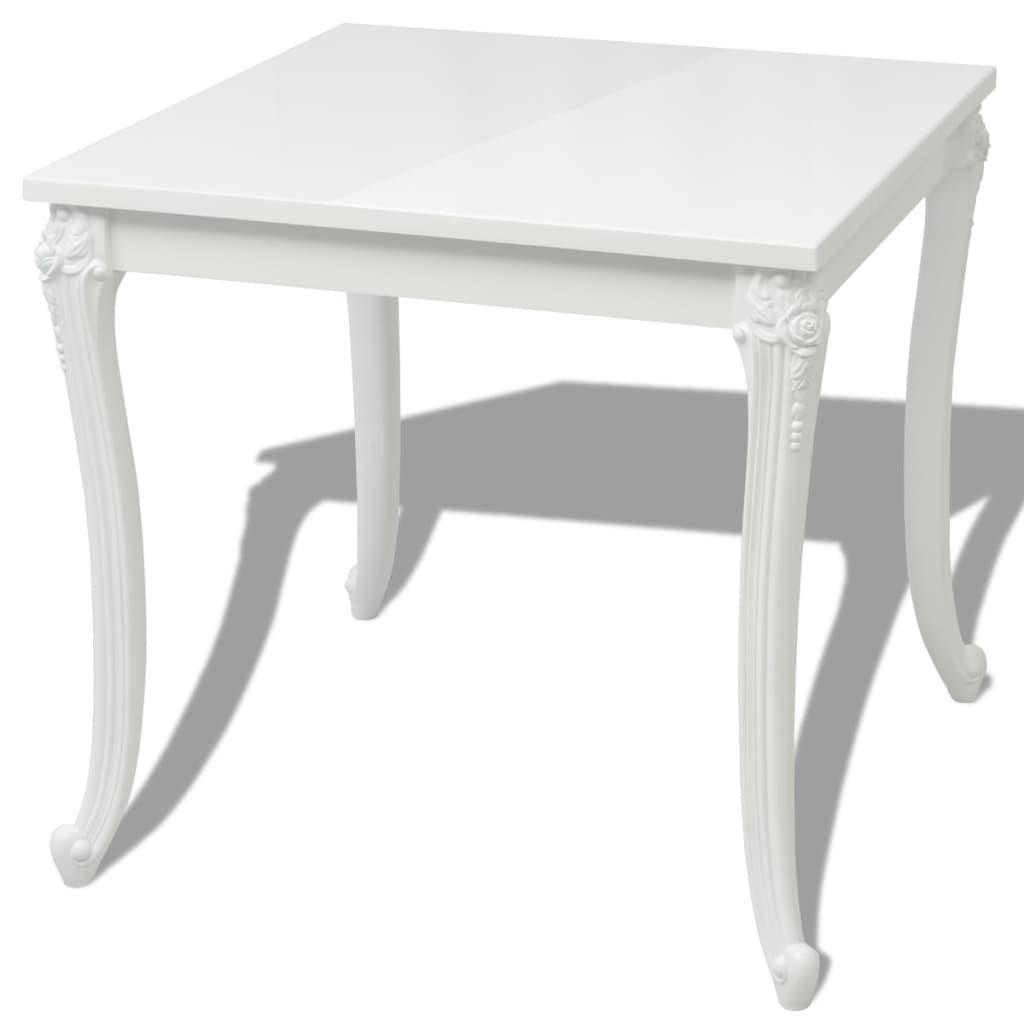 Spisebord 80X80X76 Cm Høyglans Hvit