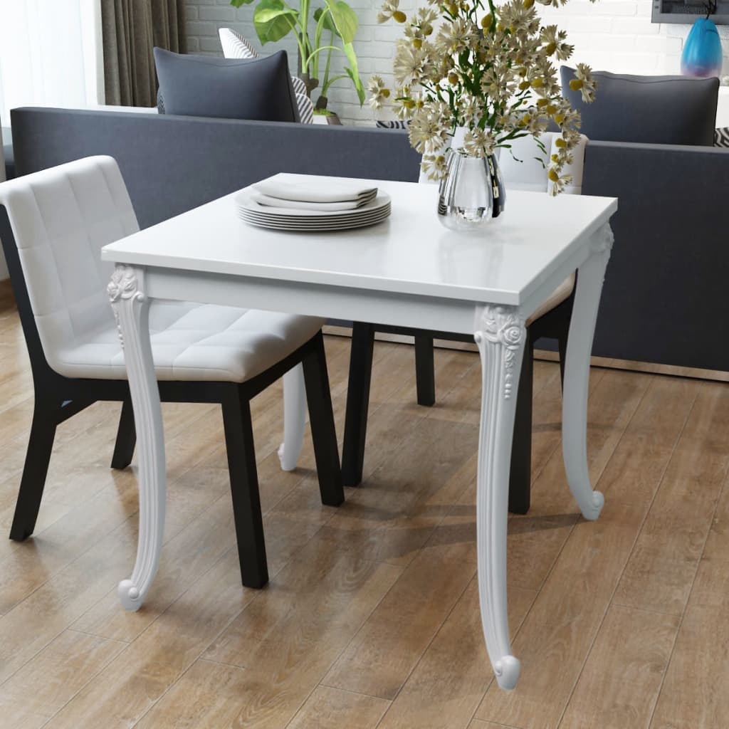 Spisebord 80X80X76 Cm Høyglans Hvit