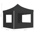 Foldbart Festtelt Med Vegger Aluminium 3X3 M Antrasitt