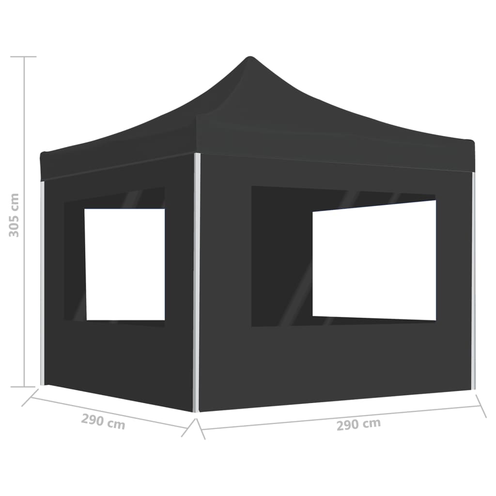 Foldbart Festtelt Med Vegger Aluminium 3X3 M Antrasitt