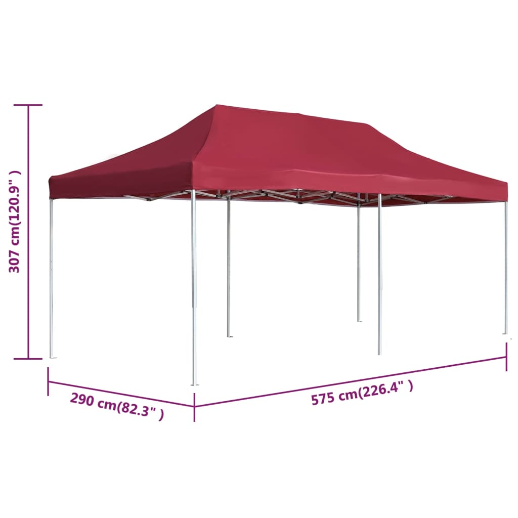 Profesjonelt Foldbart Festtelt Aluminium 6X3 M Vinrød