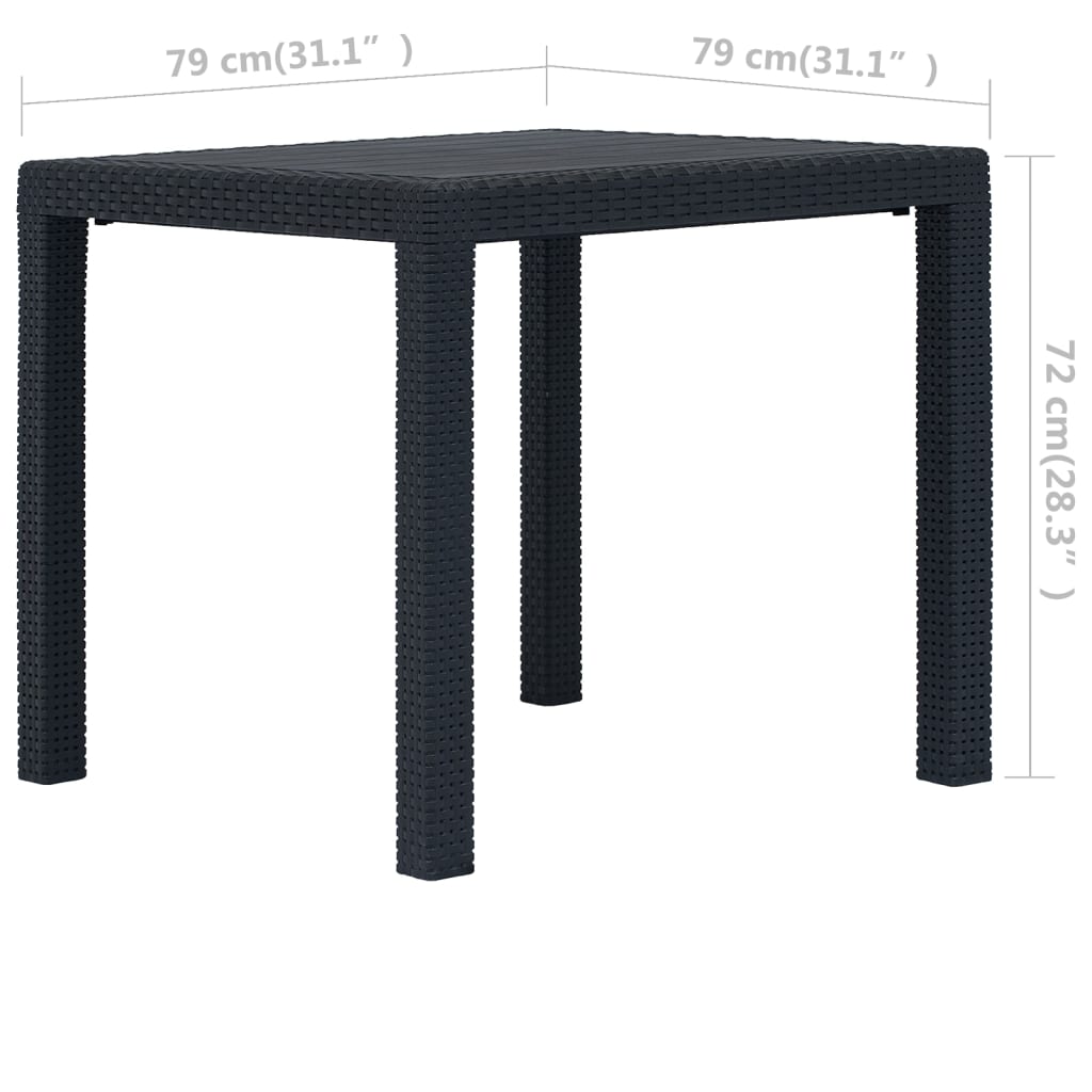 Hagebord 79X79X72 Cm Plast Rottingdesign Antrasitt
