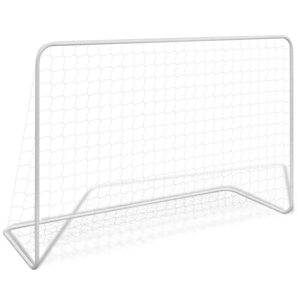 Fotballmål 2 Stk Med Nett 182X61X122 Cm Stål Hvit