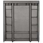 Garderobeskap Med Rom Og Stenger Grå 150X45X176 Cm Stoff