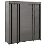 Garderobeskap Med Rom Og Stenger Grå 150X45X176 Cm Stoff