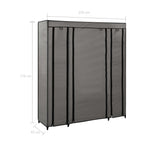 Garderobeskap Med Rom Og Stenger Grå 150X45X176 Cm Stoff