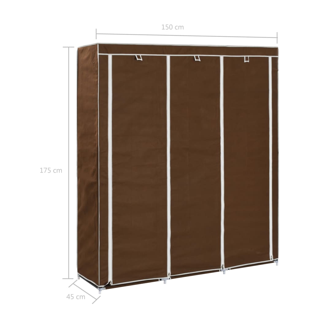 Garderobe Med Skap Og Stenger Brun 150X45X175 Cm Stoff