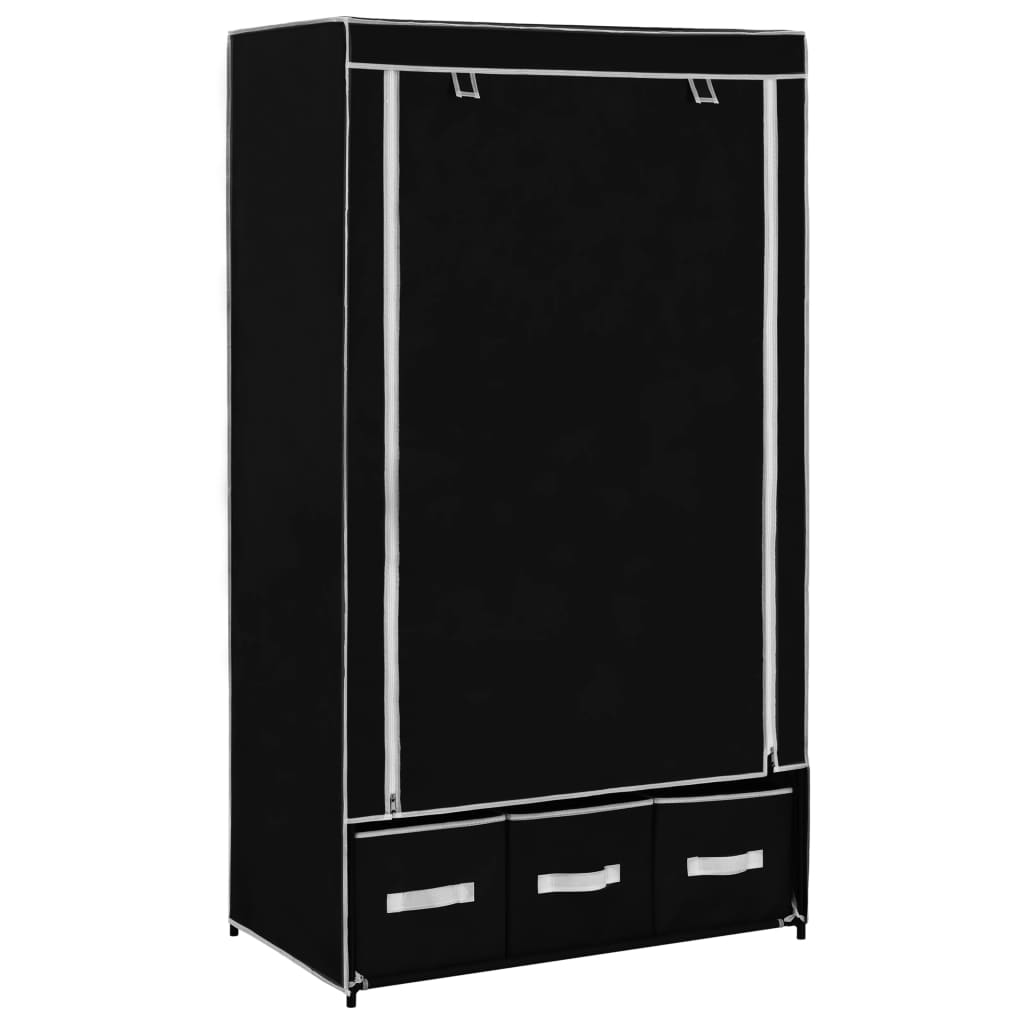 Garderobe Svart 87X49X159 Cm Stoff