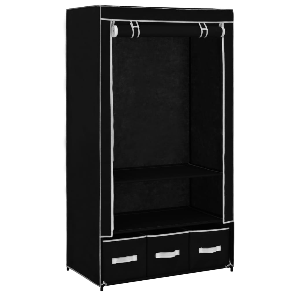 Garderobe Svart 87X49X159 Cm Stoff