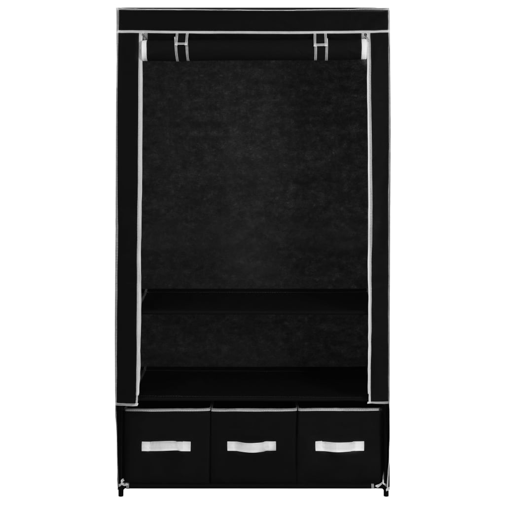 Garderobe Svart 87X49X159 Cm Stoff