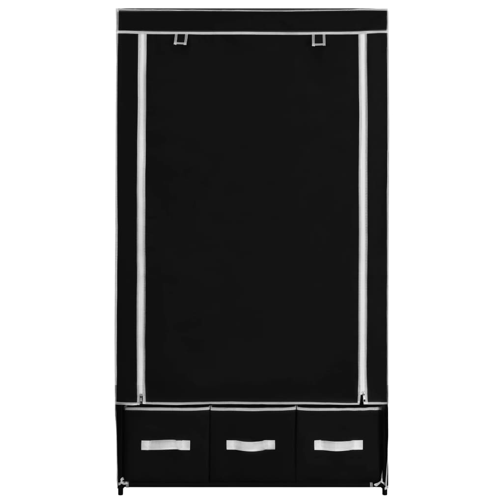 Garderobe Svart 87X49X159 Cm Stoff