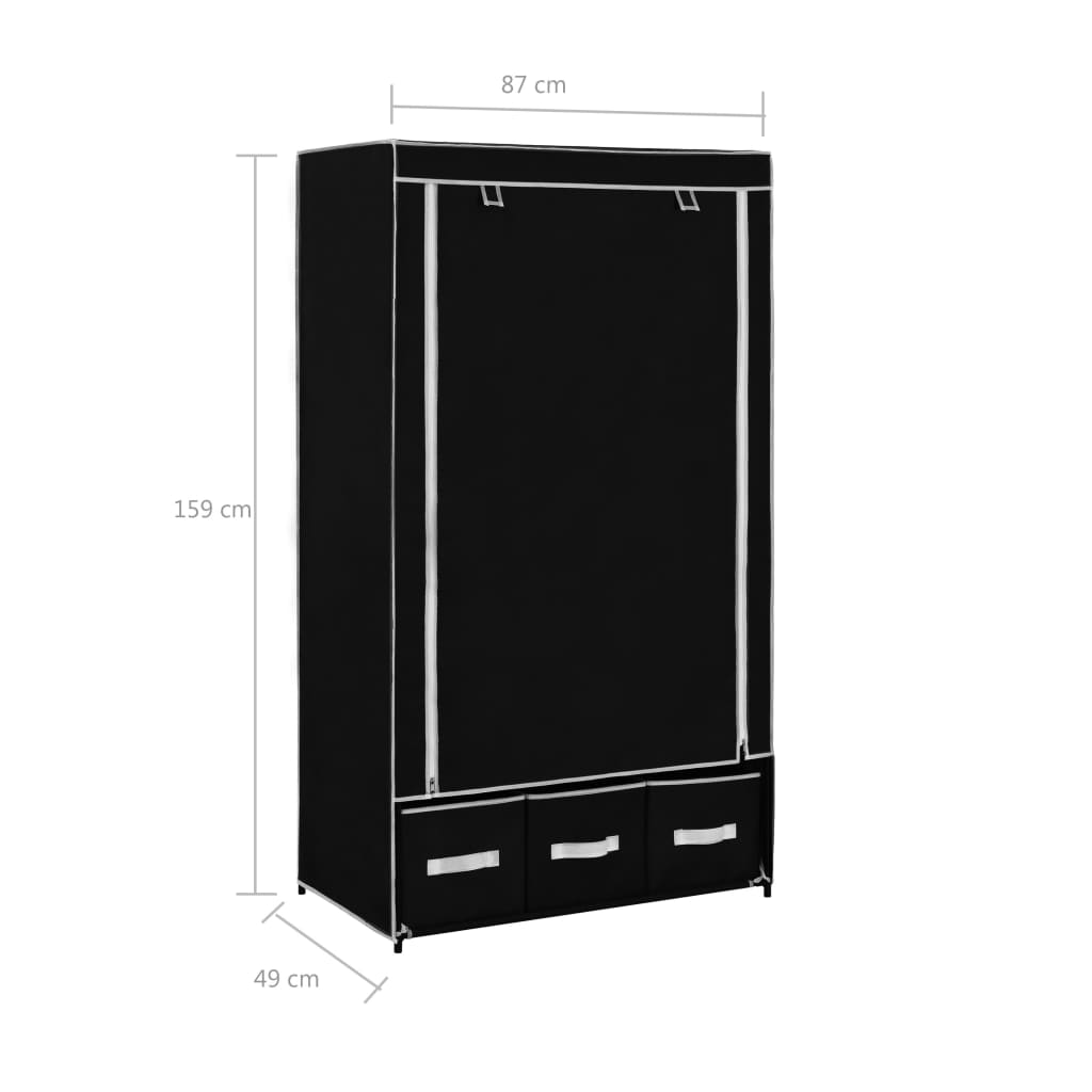 Garderobe Svart 87X49X159 Cm Stoff